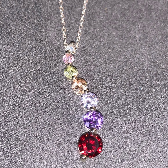no brand Jewelry - Sterling silver rainbow stones pendant